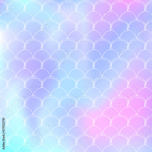 Holographic scale background with gradient mermaid.