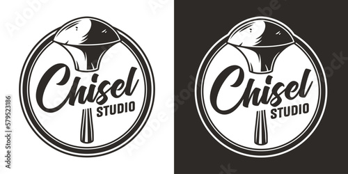 Hand chisel for wood craft workshop. Carpenter tool or equipment for repair, professional carpentry work