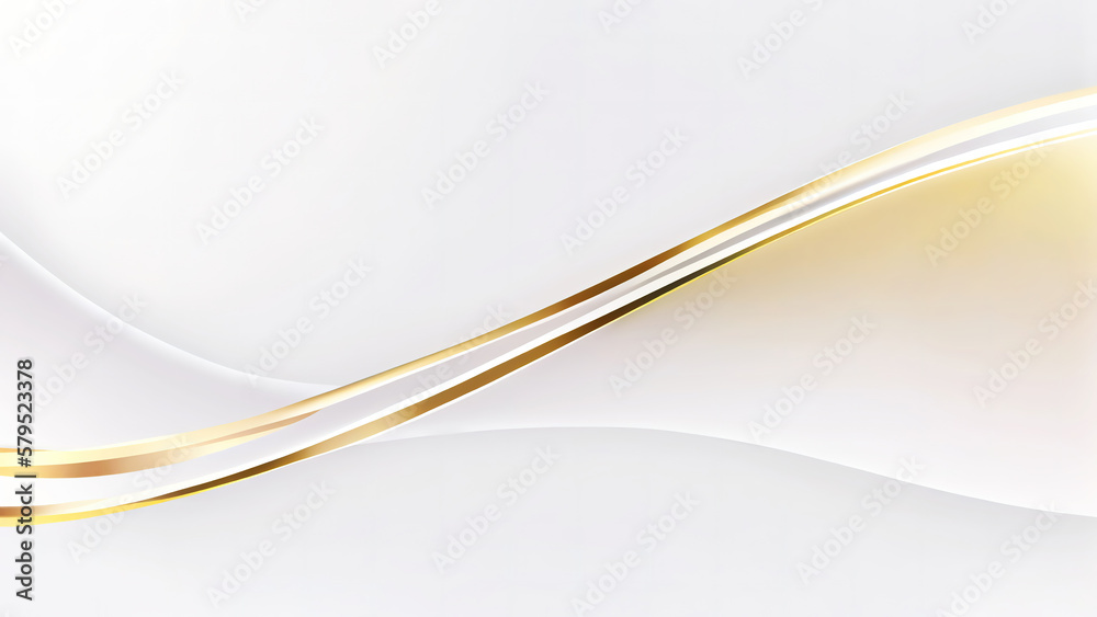 Naklejka premium A luxuriously gold and white abstract design with modern curves, lines and shapes