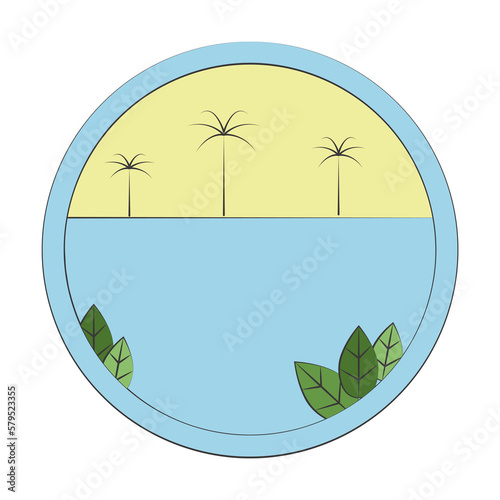 Sea and island colored in circle icon photo