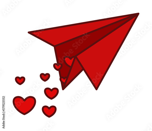 Paper plane, heart, valentine s day icon