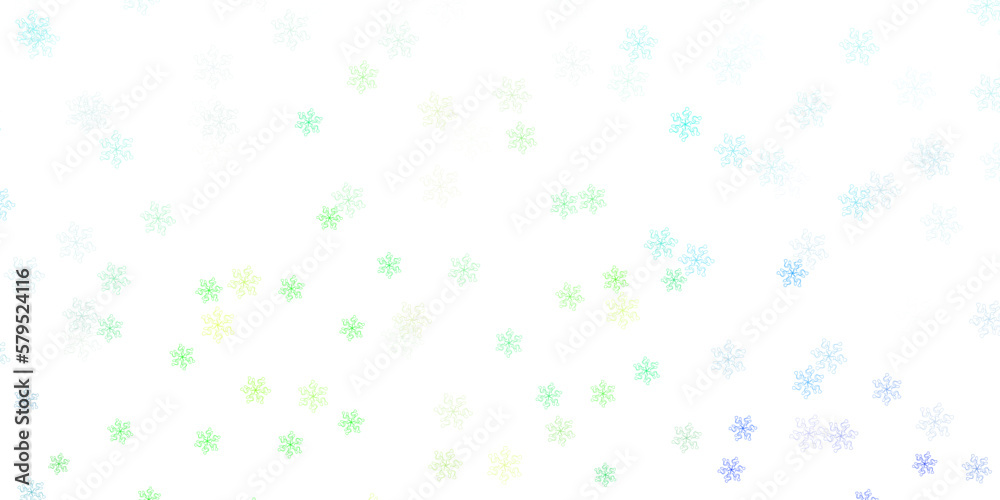 Light blue, green vector doodle pattern with flowers.