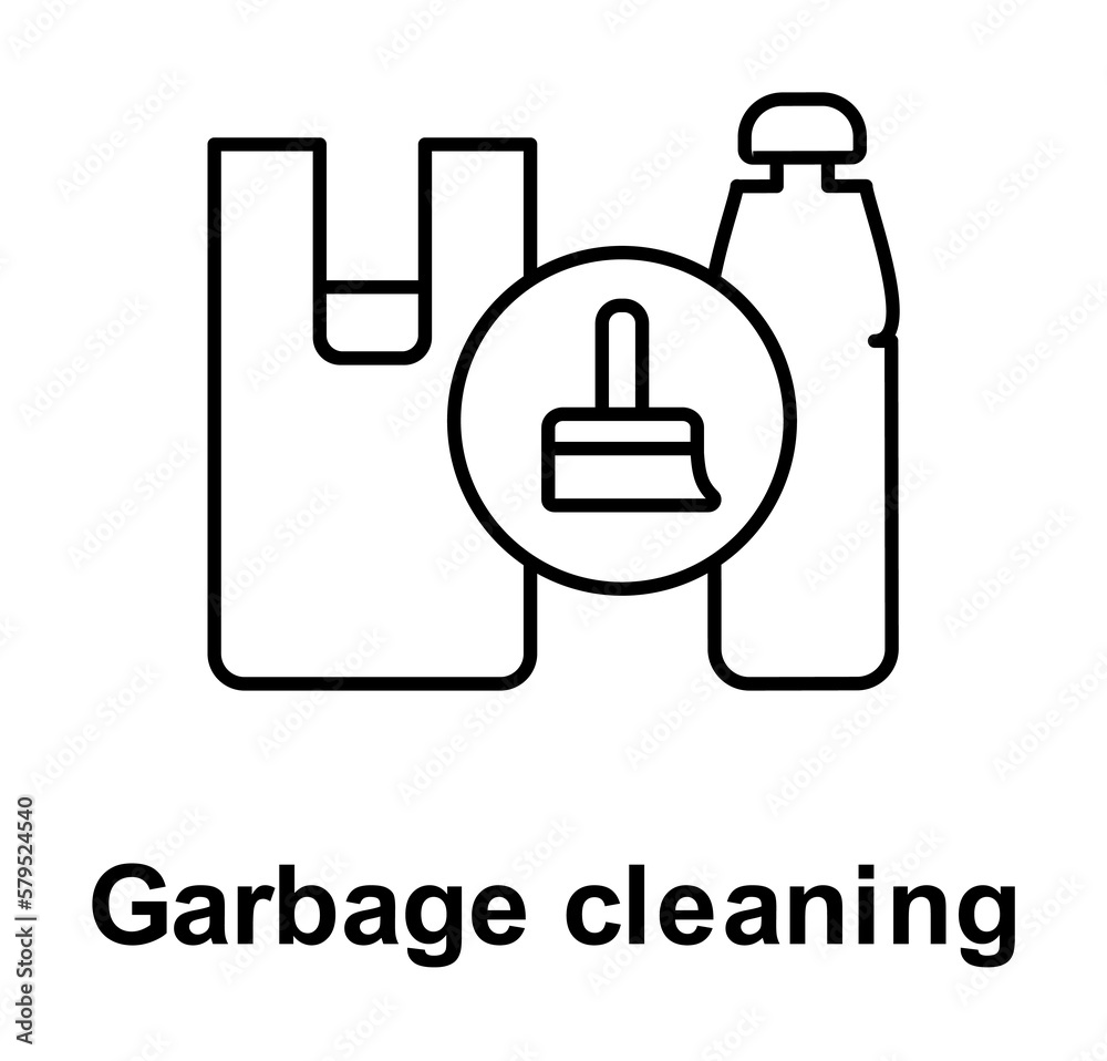 Garbage cleaning, brush, bottle icon