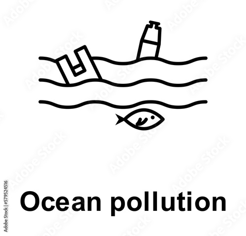 Ocean pollution  fish icon illustration design art
