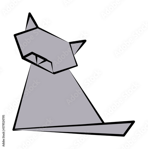 cat colored origami style icon