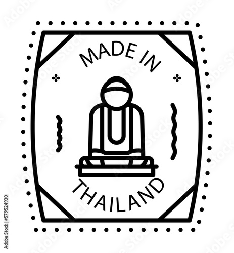 Passport stamp, visa, Thailand, made in Thailand icon