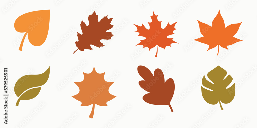 collection of autumn leaves blowing in the wind on a white background collection of autumn leaves blowing in the wind on a white background