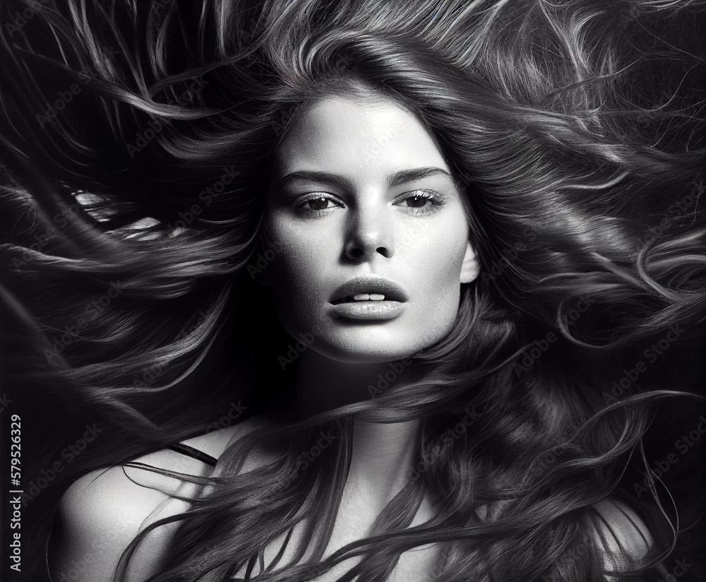 Woman with beautiful healthy shiny long hair. AI generated image. Woman with beautiful healthy shiny long hair. AI generated image.