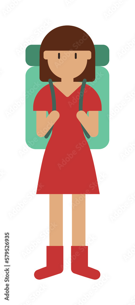 Backpack, woman cartoon icon illustration design art Backpack, woman cartoon icon illustration design art
