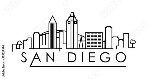 Linear San Diego City Silhouette with Typographic Design photo