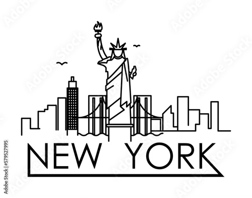 Linear New York City Skyline with Typographic Design