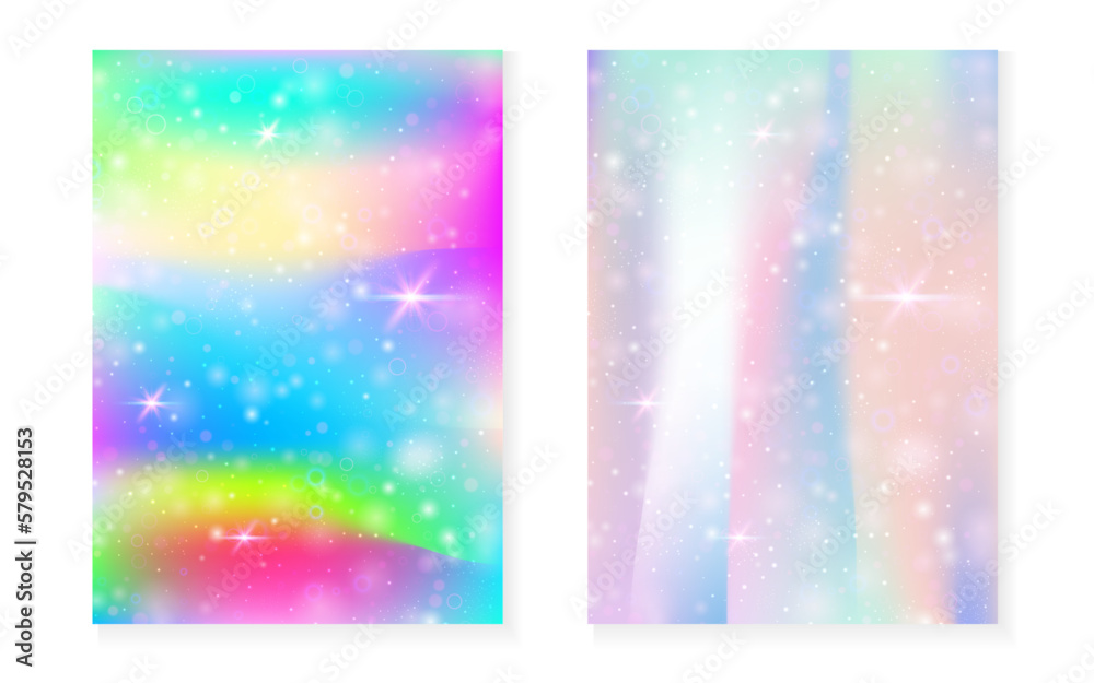 Princess background with kawaii rainbow gradient. Magic unicorn hologram. Princess background with kawaii rainbow gradient. Magic unicorn hologram.