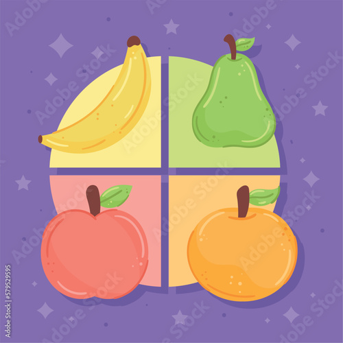 four fruits healthy food