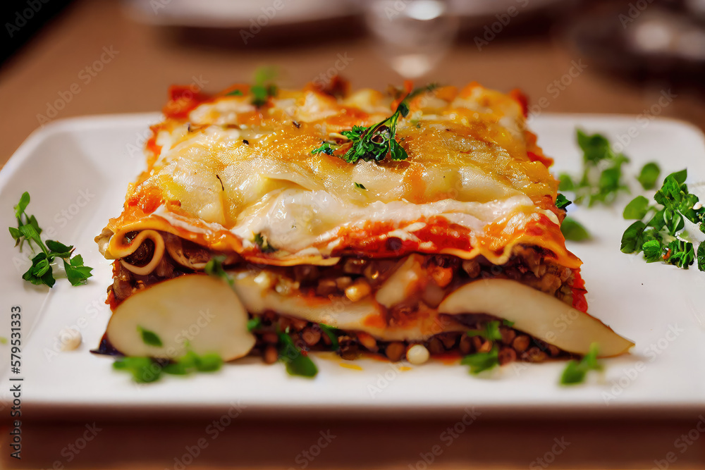 Lentil and Pears Lasagna, Generative AI Lentil and Pears Lasagna, Generative AI