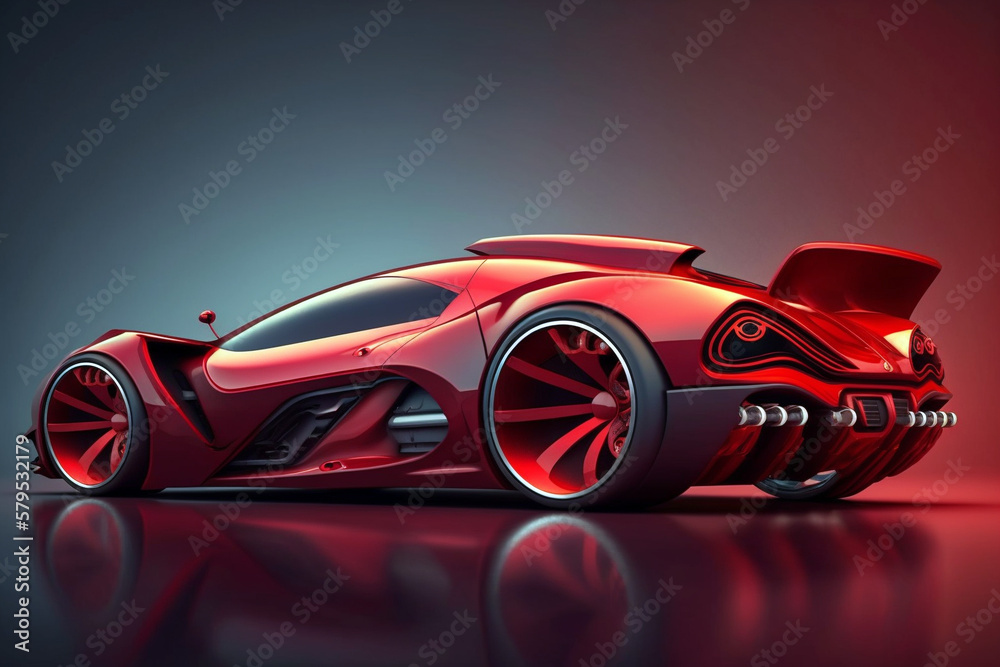 Red fast sports car. Futuristic sports car generative ai concept