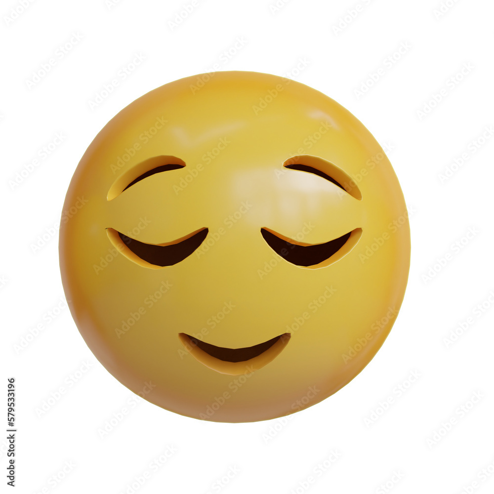 Satisfied expression 3D Emoji from front angle Satisfied expression 3D Emoji from front angle