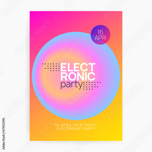 Disco Party. Abstract Pattern For Cover Shape. Modern Club Flyer. Wavy Art For Magazine. Electro And Concert Concept. Pink And Blue Disco Party