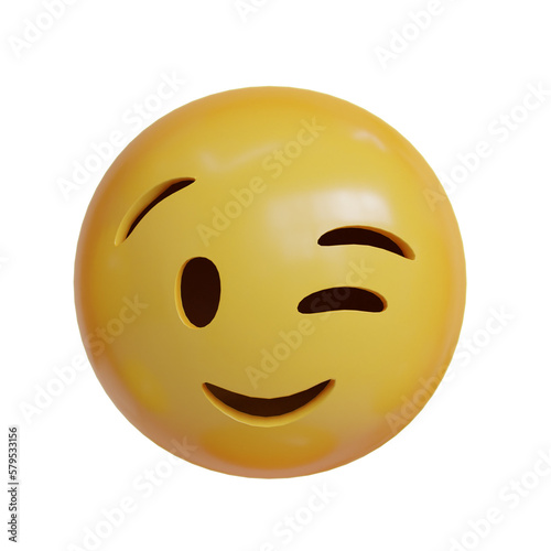 Winkwink expression 3D Emoji from front angle