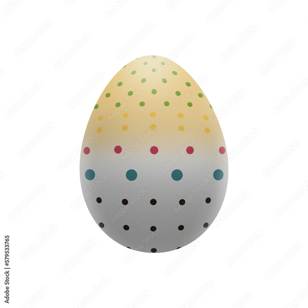 Illustration of gradient Dotted Easter egg on transparent background. Stylish spotted egg. White and yellow colored egg decorated with dots in different sizes and colors. PNG element. Illustration of gradient Dotted Easter egg on transparent background. Stylish spotted egg. White and yellow colored egg decorated with dots in different sizes and colors. PNG element.