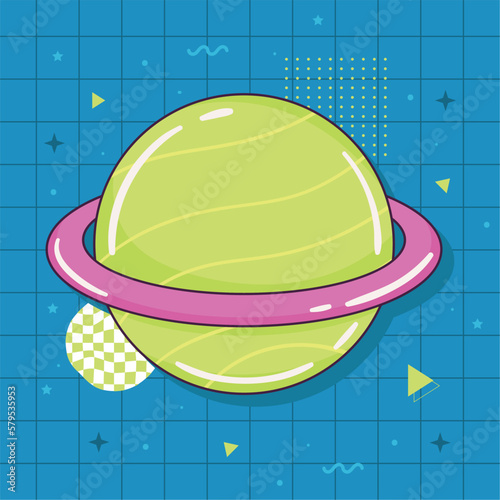 saturn planet retro style