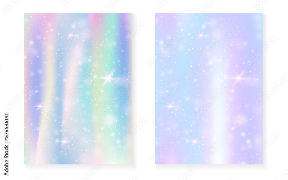 Kawaii background with rainbow princess gradient. Magic unicorn hologram. Kawaii background with rainbow princess gradient. Magic unicorn hologram.