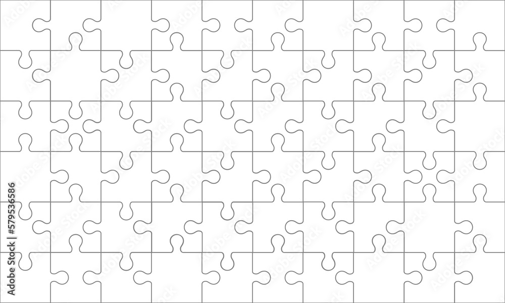 Gray jigsaw puzzle 60 pieces with square puzzle 10x6 grid on white background. Vector Illustration. Gray jigsaw puzzle 60 pieces with square puzzle 10x6 grid on white background. Vector Illustration.