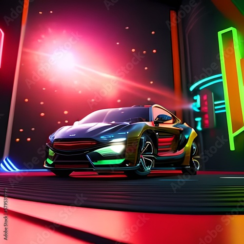 sport car background with lights