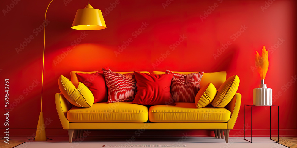 Red and clearance yellow sofa