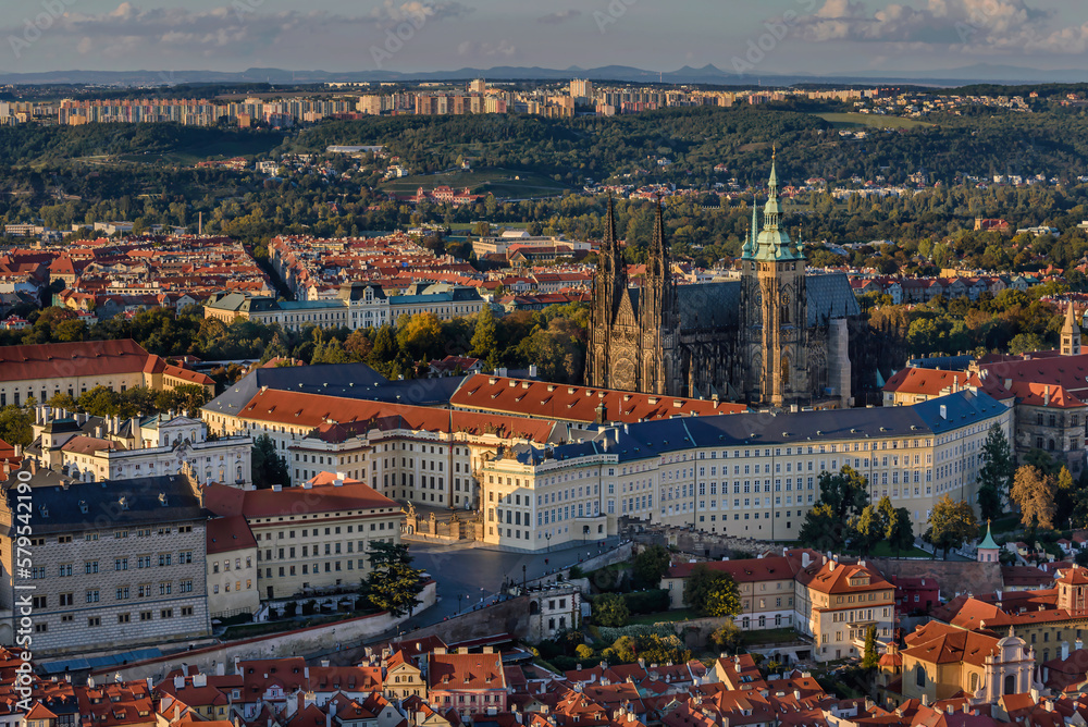 Aerial view of the picturesque Prague Castle
