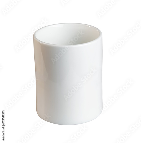 White cup isolate. Side view. Mockup template