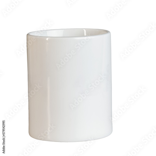 White cup isolate. Side view. Mockup template