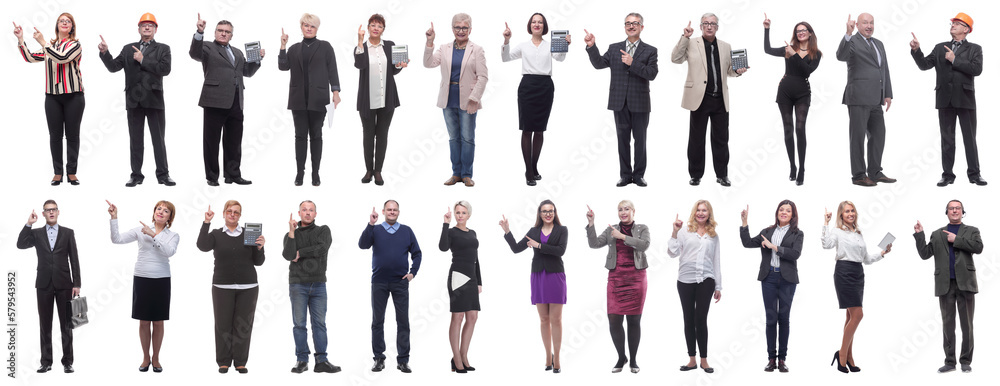 group of businessmen showing thumbs up isolated