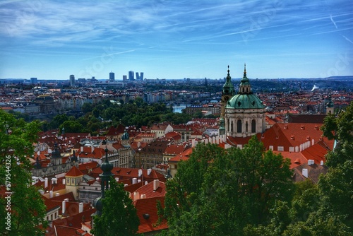 Bird eye view of Prague old town, Czech