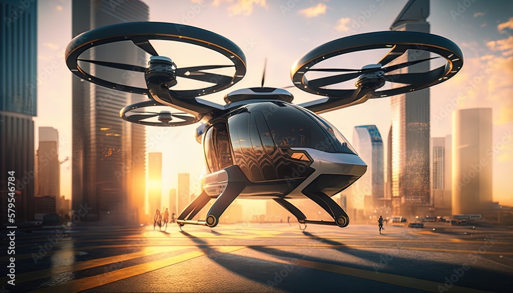 Photo & Art Print AI Air Taxi in the Future of urban air mobility in 8K ...