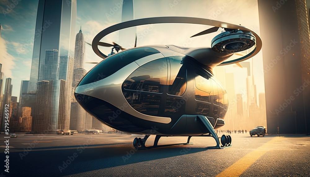 AI Air Taxi in the Future of urban air mobility in 8K created with ...