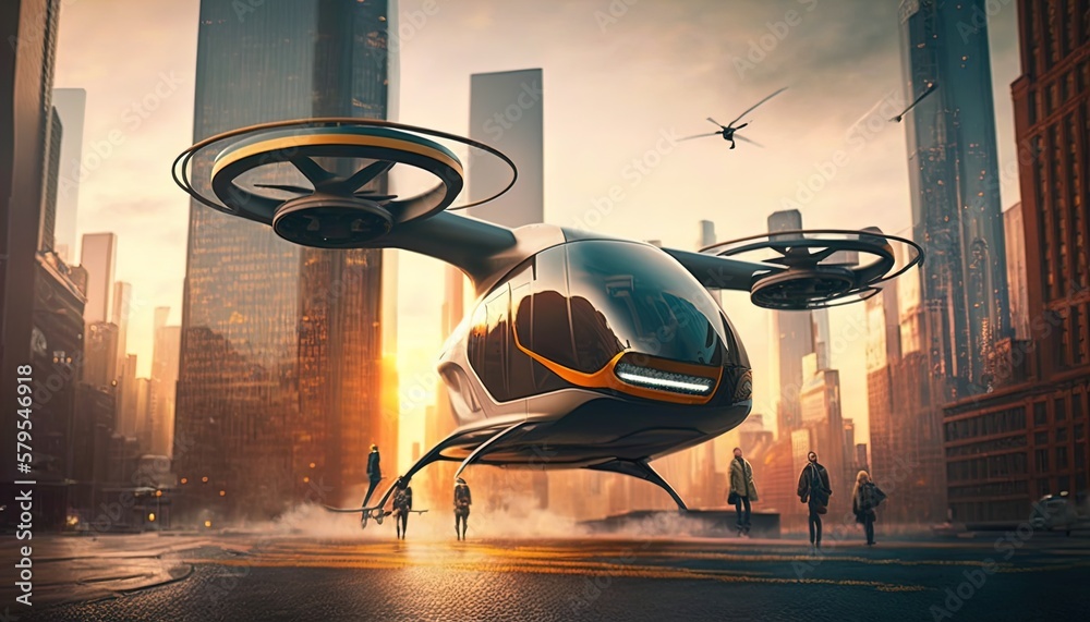 AI Air Taxi in the Future of urban air mobility in 8K created with ...