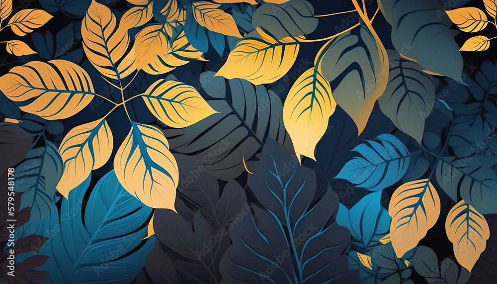 Tropical leaves pattern background generative ai
