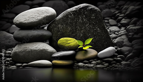 spa stones and flower generative ai