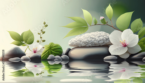spa stones and flower generative ai