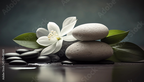 spa stones and flower generative ai
