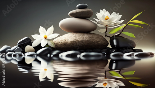 spa stones and flower generative ai