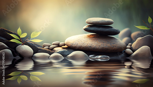 spa stones and leafs generative ai