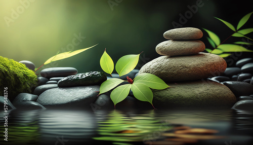 spa stones and flower generative ai