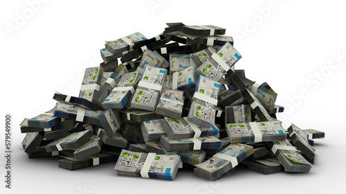 Big pile of Kazakhstani Tenge notes a lot of money. 3d rendering of bundles of cash