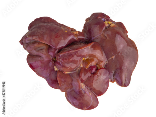 Fresh chicken livers, on white background. (clipping path) 