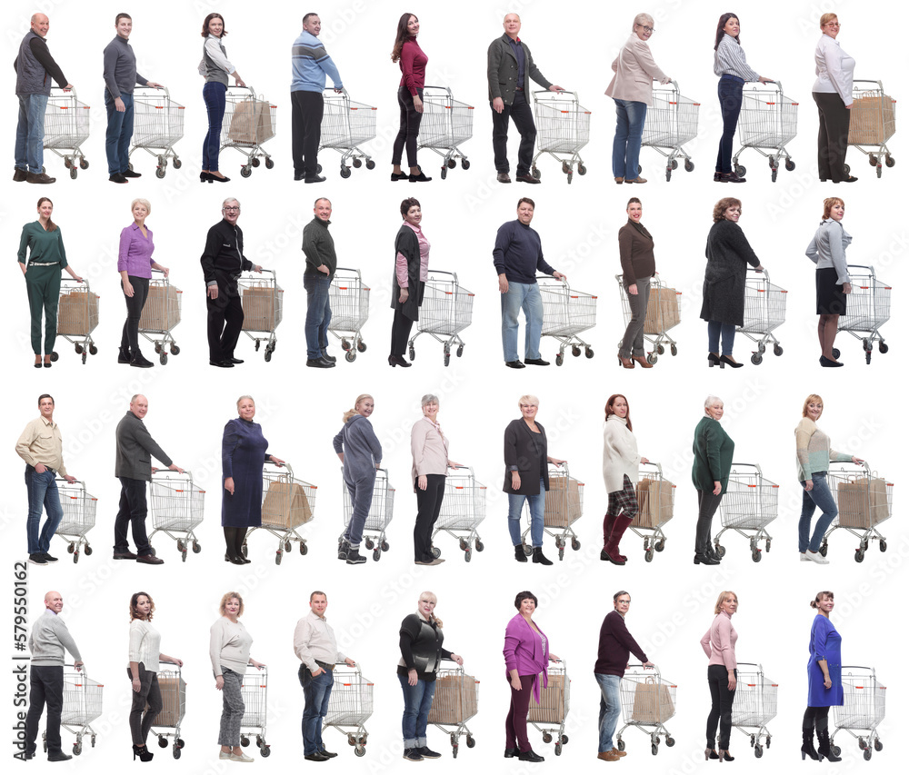 Obraz premium group of people with cart isolated on white
