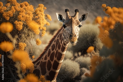 Giraffe macro close up in the wildlife in 8K created with generative ai technology