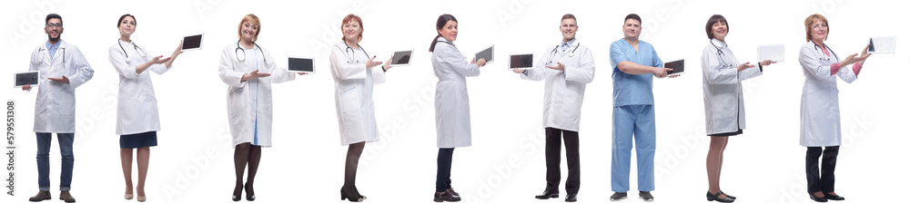 group of doctors with clipboard isolated on white group of doctors with clipboard isolated on white