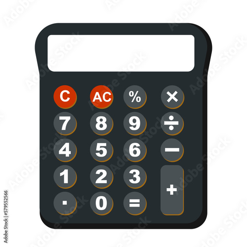 Electronic calculator zero number to Nine digits. Basic calculator icon. Black digital calculator math device for Office Financial analytics. Shcool calculator for math operations.budget debit credit.