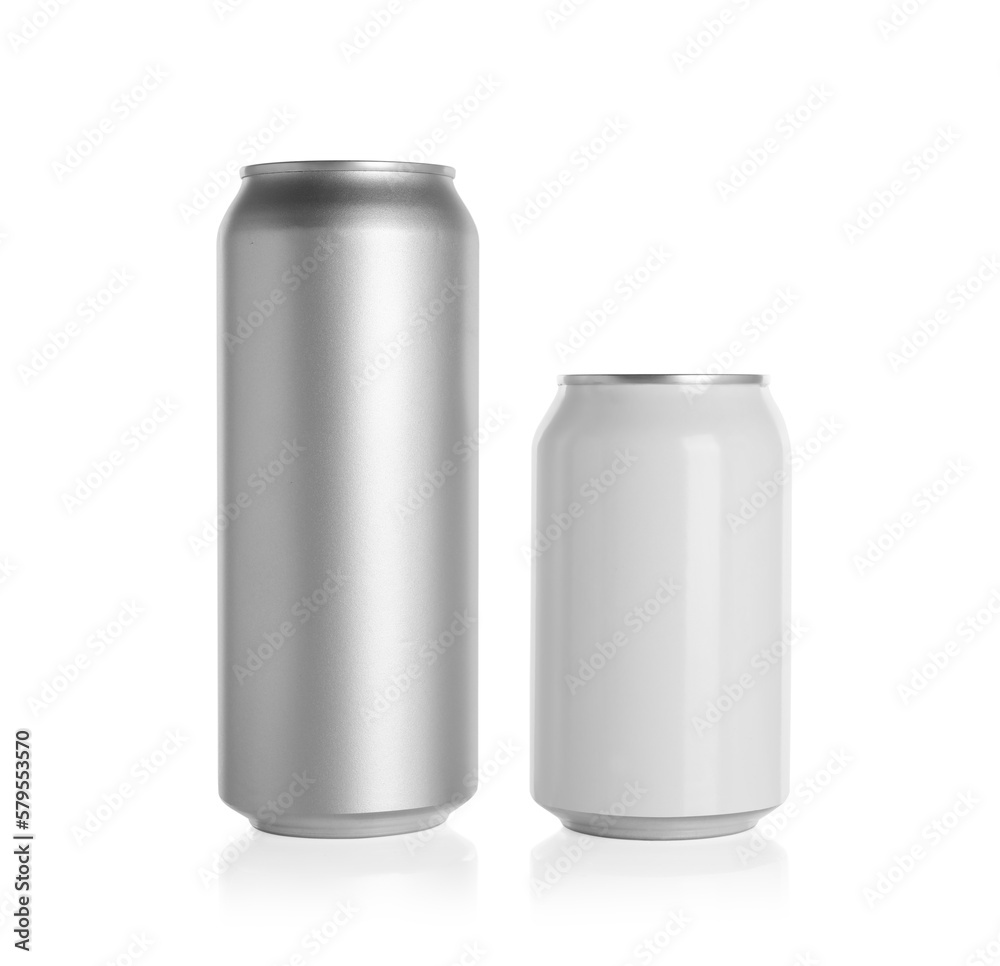 Aluminum cans with drinks on white background Aluminum cans with drinks on white background